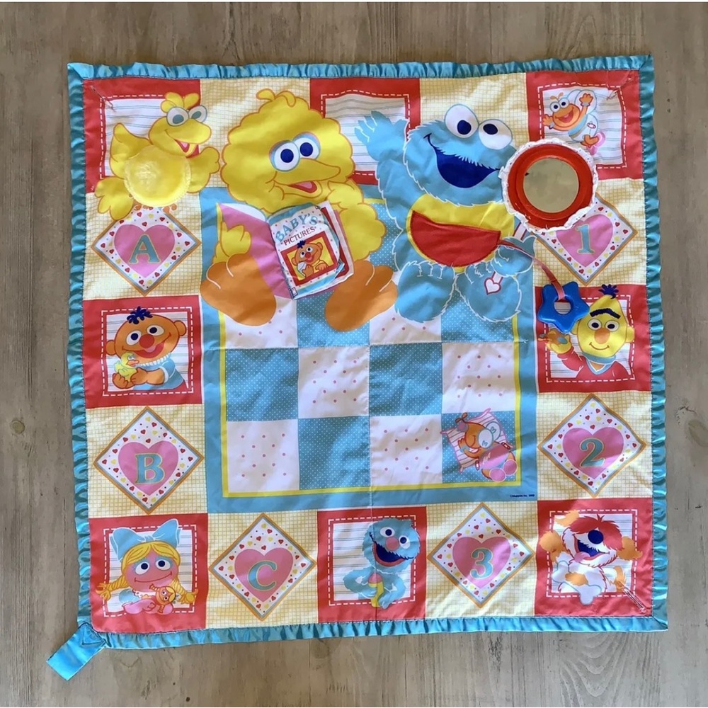 Vtg Playskool Fold n Go Activity Mat Sesame Street Baby Blanket